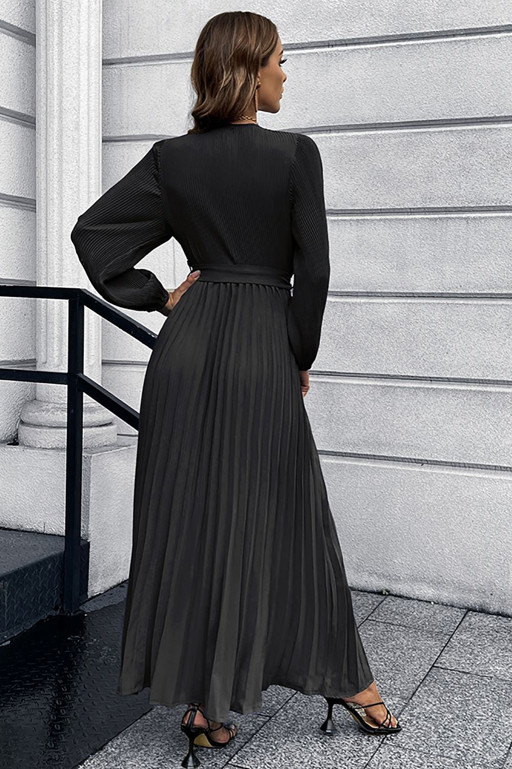 Långa ärmar Ruffles Casual Klänning med bälte