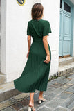 Svart V-Neck Batwing Ärmar Casual Klänning med Sash