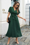 Svart V-Neck Batwing Ärmar Casual Klänning med Sash