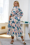 Blå blomma långa ärmar Casual klänning