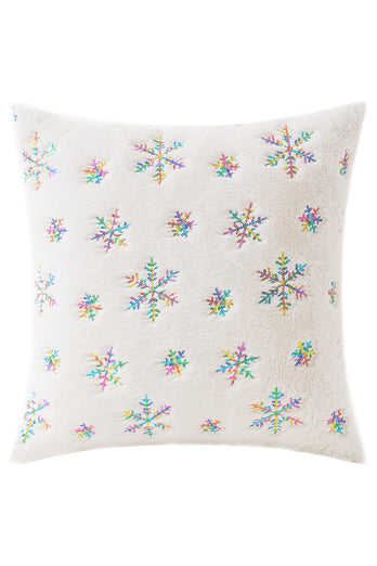 Christmas Gift White Snowflake Plush Pillowcase