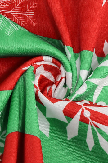 Grön Jul V-Ringning Vintage Klänning