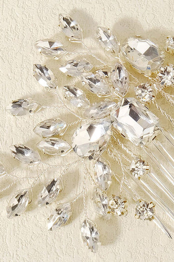 Silver Handgjord Kristall Blomma Brudhuvudstycke