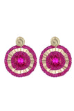 Alloy Strass Fuchsia Runda Örhängen