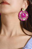 Alloy Strass Fuchsia Runda Örhängen