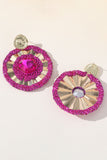 Alloy Strass Fuchsia Runda Örhängen