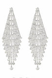 Glänsande Silver Lång Strass Örhängen