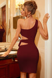 Rosa En axel Cut Out Bodycon Homecoming Klänning
