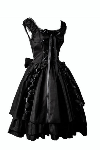 Halloween svart vintageklänning med spets