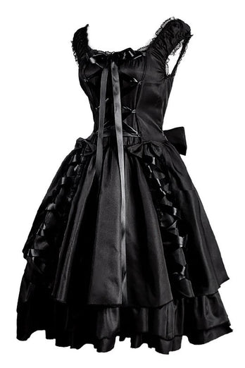 Halloween svart vintageklänning med spets