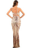 Svart Paljetter Spaghetti Strap Backless Bodycon Lång Aftonklänning