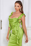 Grön Sweetheart Hals Bodycon Lång öppen rygg Party Klänning