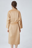 Kamel Notched Lapel Cashmere Coat med bälte