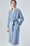 Kamel Notched Lapel Cashmere Coat med bälte