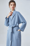 Kamel Notched Lapel Cashmere Coat med bälte