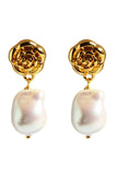 Formade Pearl Rose Stud Örhängen