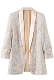 Glittrande Champagne Paljett Bal Party Blazer För Kvinnor