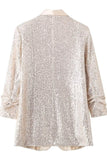 Glittrande Champagne Paljett Bal Party Blazer För Kvinnor
