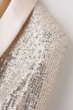 Glittrande Champagne Paljett Bal Party Blazer För Kvinnor