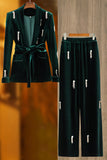 Svart pärlstav 2 stycken Lace Up Velvet Kvinnor Kostym