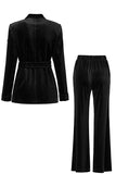 Svart pärlstav 2 stycken Lace Up Velvet Kvinnor Kostym
