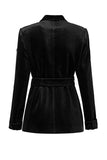 Svart pärlstav 2 stycken Lace Up Velvet Kvinnor Kostym