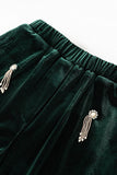 Svart pärlstav 2 stycken Lace Up Velvet Kvinnor Kostym