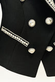Fashionabla Diamond Beaded Dubbelknäppt Slim Kvinnor Kavaj