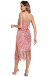 Rouge Fransar Spaghetti Straps 1920-talet Gatsby Klänning