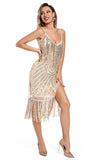 Rouge Fransar Spaghetti Straps 1920-talet Gatsby Klänning
