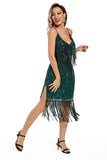 Rouge Fransar Spaghetti Straps 1920-talet Gatsby Klänning