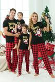 Svart Röd Pläd Family Christmas Pyjamas med korta ärmar