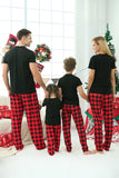 Svart Röd Pläd Family Christmas Pyjamas med korta ärmar