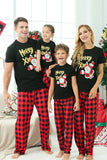 Svart Röd Pläd Family Christmas Pyjamas med korta ärmar