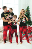 Svart Röd Pläd Family Christmas Pyjamas med korta ärmar
