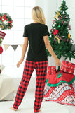 Svart Röd Pläd Family Christmas Pyjamas med korta ärmar