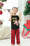 Svart Röd Pläd Family Christmas Pyjamas med korta ärmar