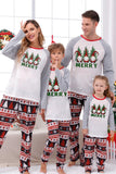 Tryck Grå Långärmad Matchande Familj Jul Pyjamas