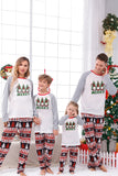 Tryck Grå Långärmad Matchande Familj Jul Pyjamas