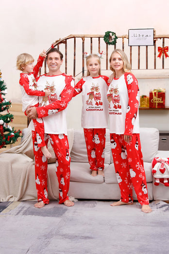 Snögubbe Tryck Röd Jul Matchande Familj Pyjamas