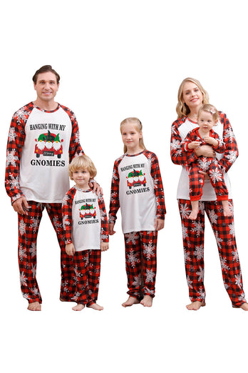 Jul Röd Print Familj Pyjamas Set