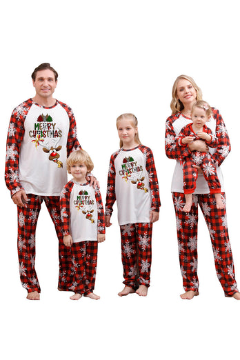 Jul Röd Print Familj Pyjamas Set