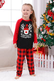 Röd pläd jul familj Print Pyjamas Set Med Hund