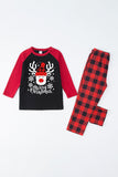 Röd pläd jul familj Print Pyjamas Set Med Hund