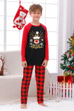 Röd pläd jul familj Print Pyjamas Set Med Hund