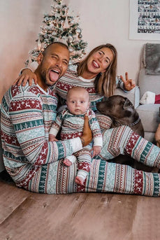 Grå Mönster Ränder Jul Familj Matchande Pyjamas