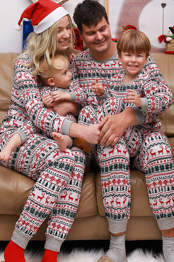 Jul Familj Matchande Pyjamas Set Grå Mönster Pyjamas