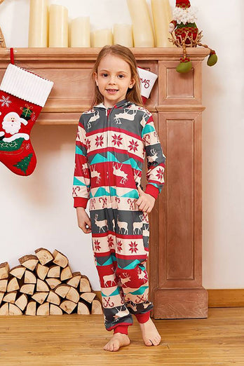 Grå och röda mönster ränder jul Fmaily pyjamas set