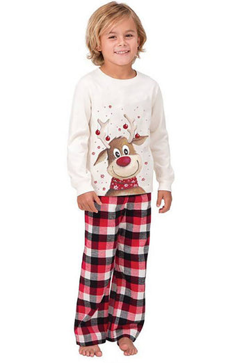 Jul Vit Hjort Familj Matchande Pyjamas Set
