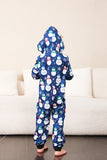 Snögubbe Tryck Blå Familj Matchande Jul Pyjamas